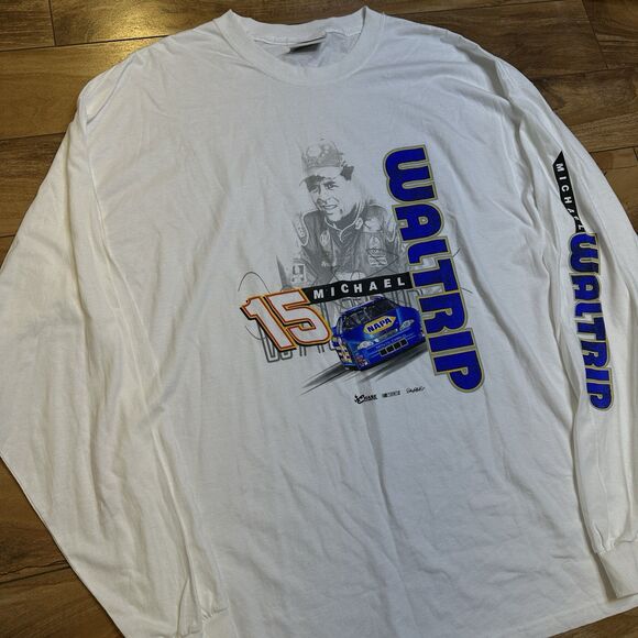 Michael Waltrip #15 NASCAR Chase Authentics Mens XL White Long Sleeve Shirt - Picture 2 of 16